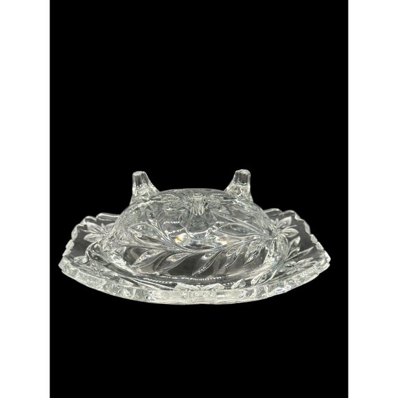 Vintage Leaded Etched Clear Crystal Footed Compote Bowl Floral Design 7" Diamete - Picture 8 of 16